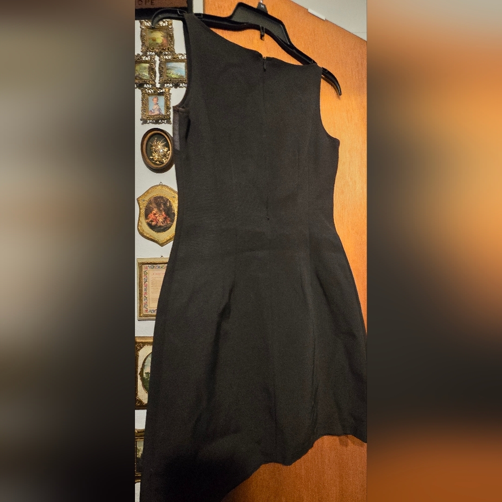 Cadie Elegant Black Scuba & Satin Vintage Mini Dress SzM - Picture 6 of 10